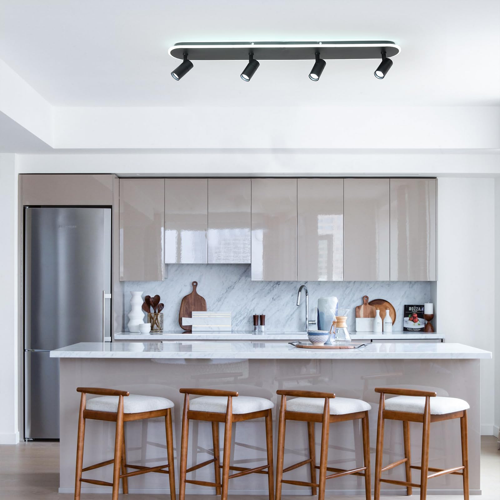 Track Lighting Fixtures Ceiling, 58W Adjustable Ceiling Spotlights with Remote