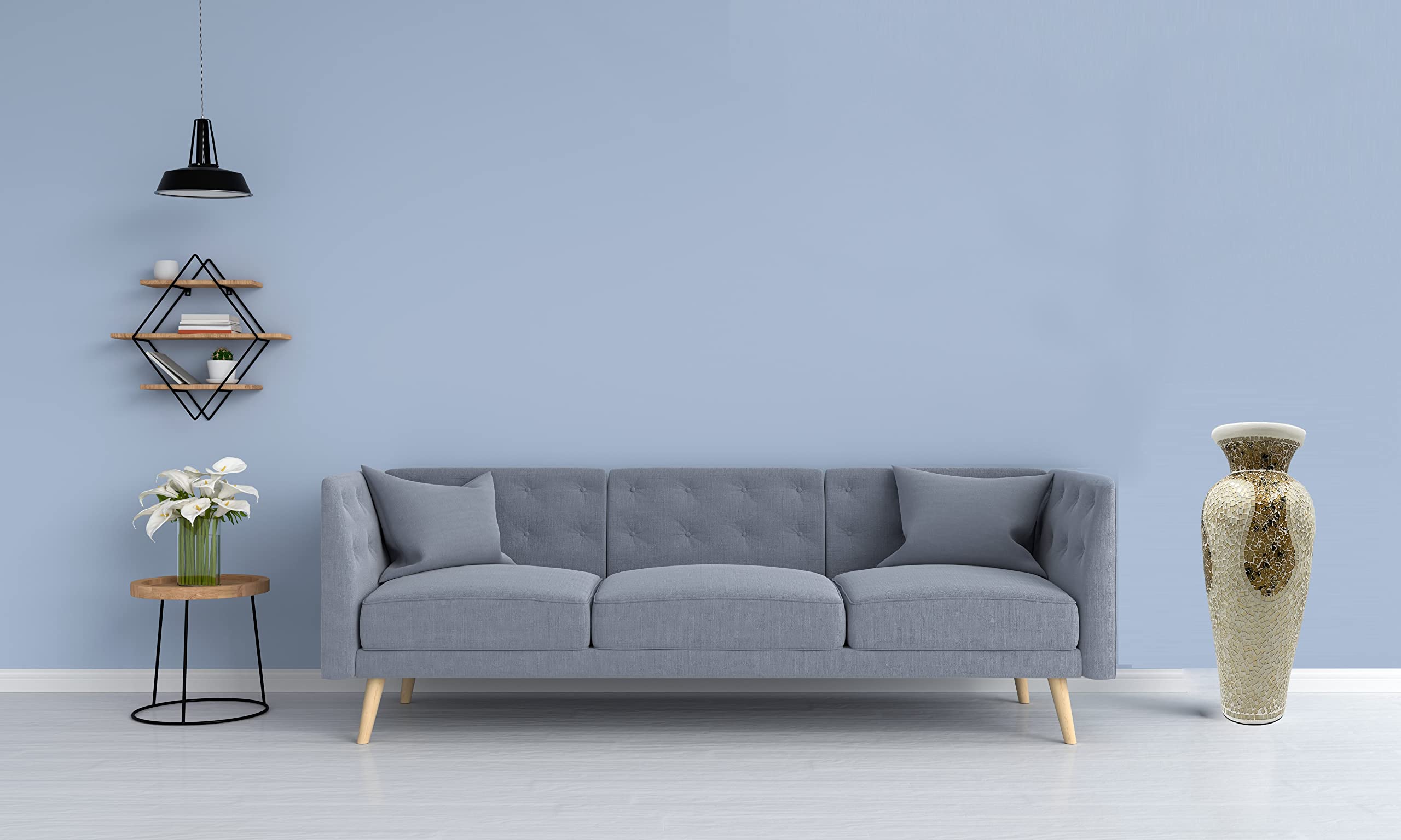 Floor Vase – Tall Cylinder Made of Terracotta with Light Caramel and White Glass Mosaic