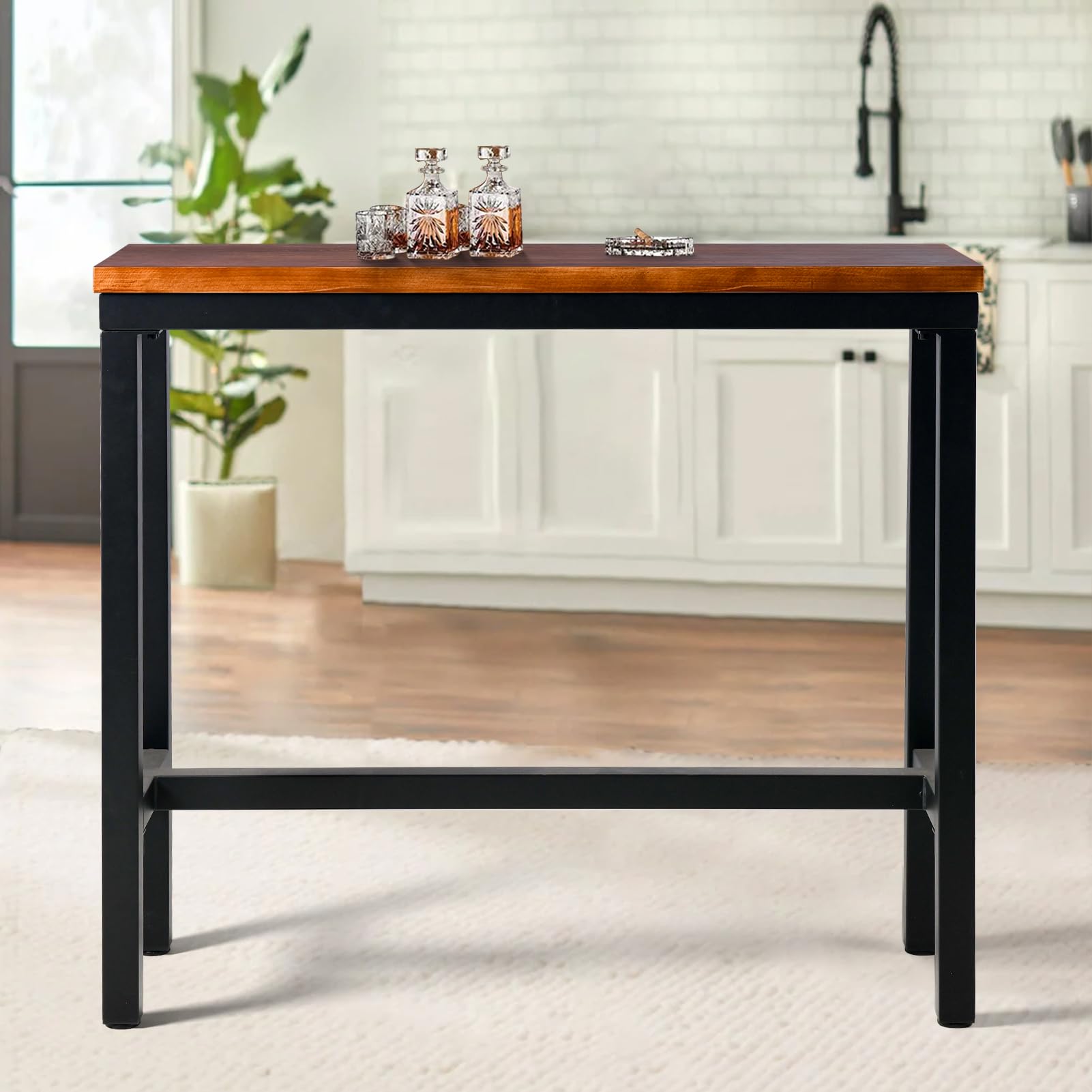 Bar Table, 47.24"L×41.33"H Bar Height Pub Table High Top Rectangular Sofa Console