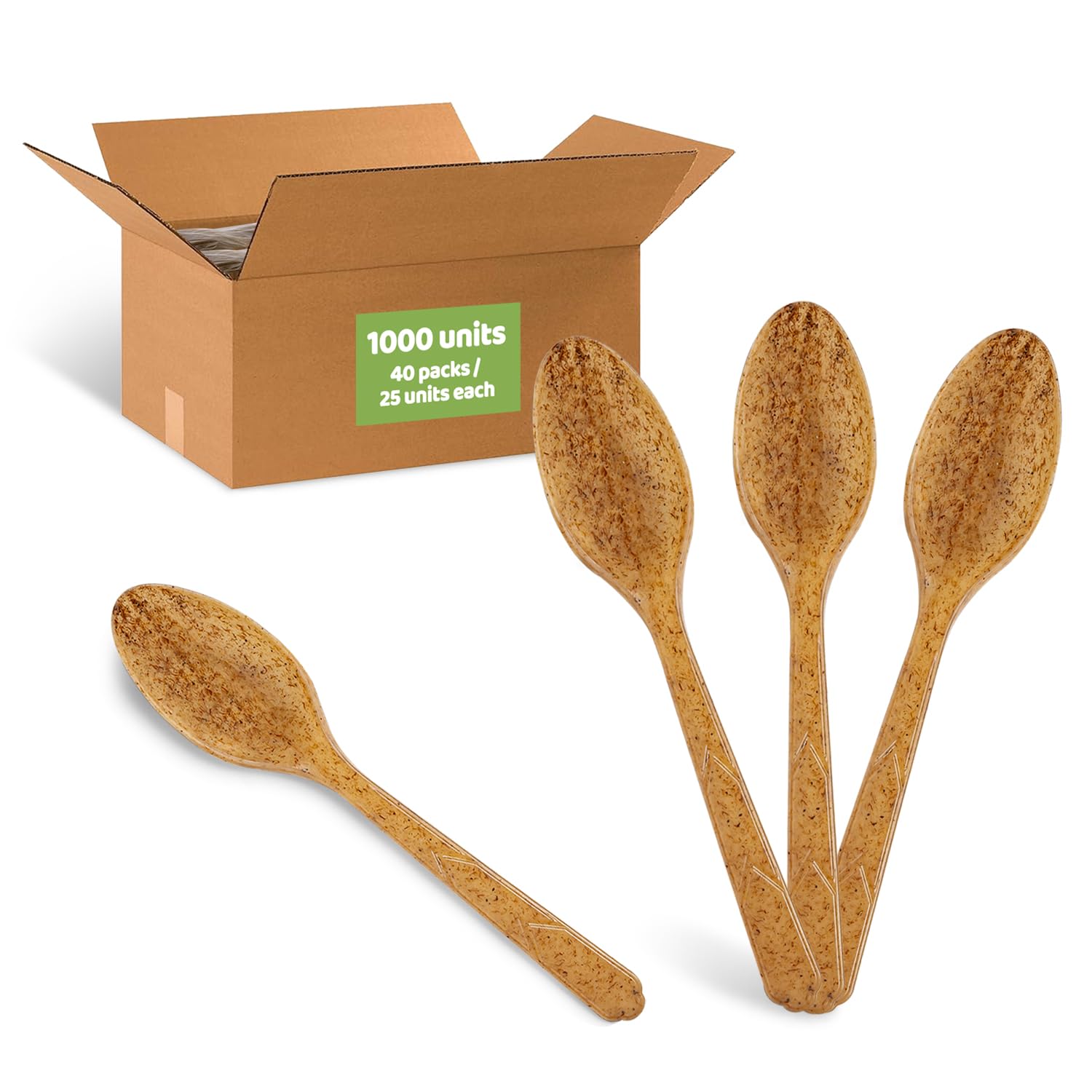 Fiber Spoons, Master Case 1000 PCS, 6.7” Long, Biodegradable