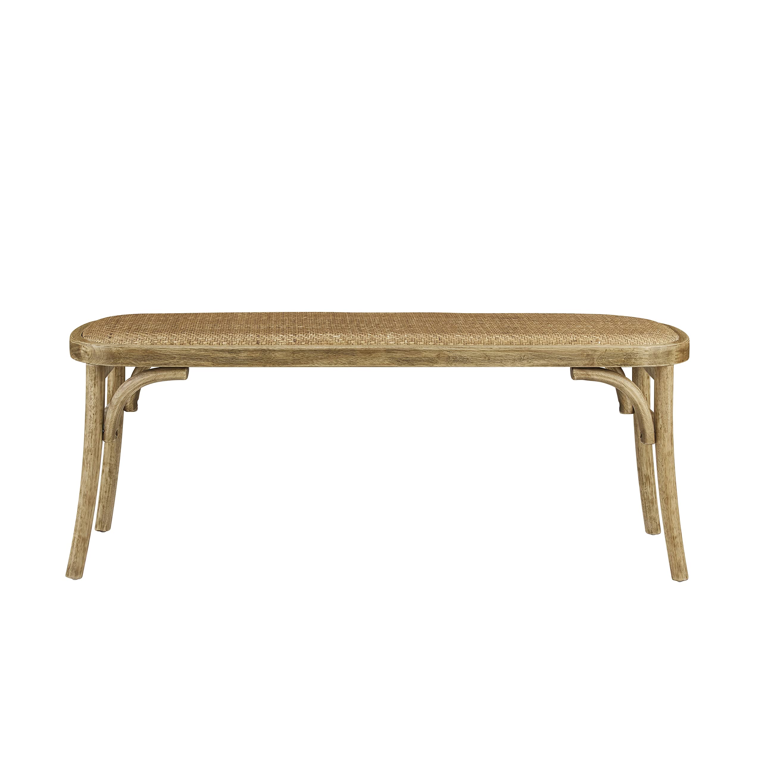 Hank Natural Bentwood Bench with Natural Woven Rattan Seat