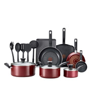 Culinaire 16-Pc. Nonstick Aluminum Cookware Set. Red