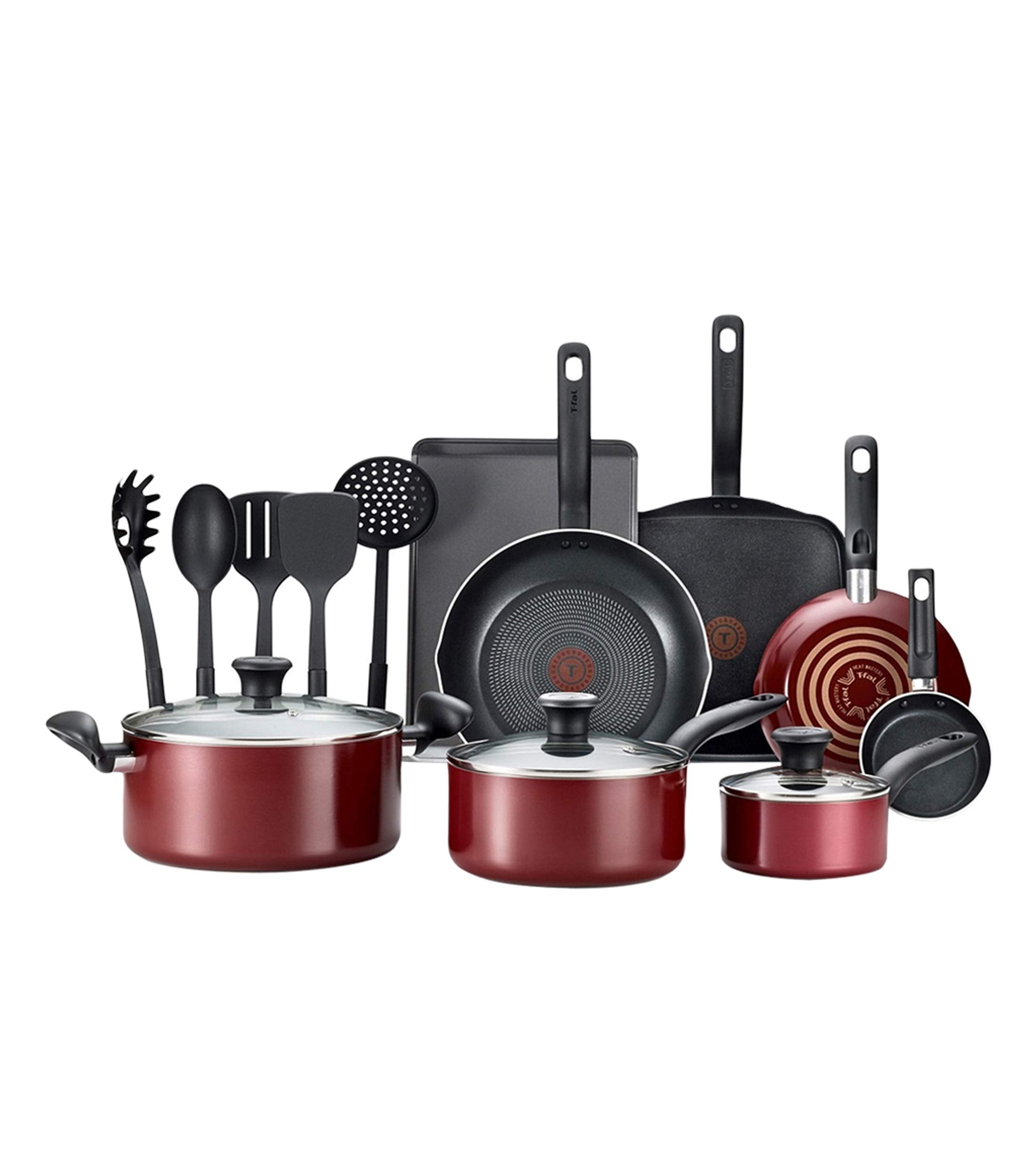 Culinaire 16-Pc. Nonstick Aluminum Cookware Set. Red