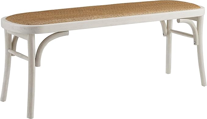 Hank Natural Bentwood Bench with Natural Woven Rattan Seat