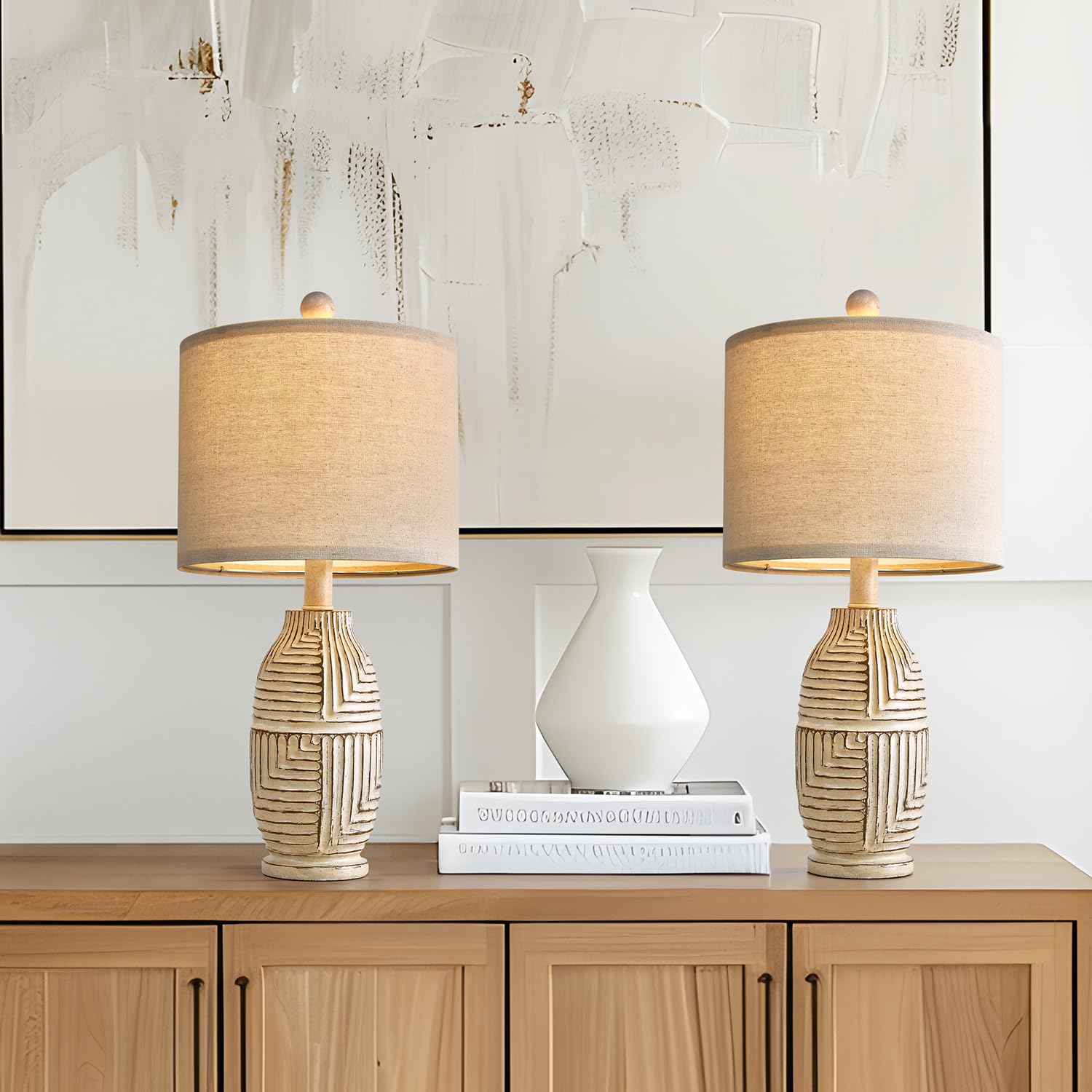 Table Lamps Set of 2 Farmhouse Lamps for Living Room Bedroom Boho Small