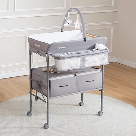 Changing Table with Wheels, Maydolly Portable Foldable Changing Table