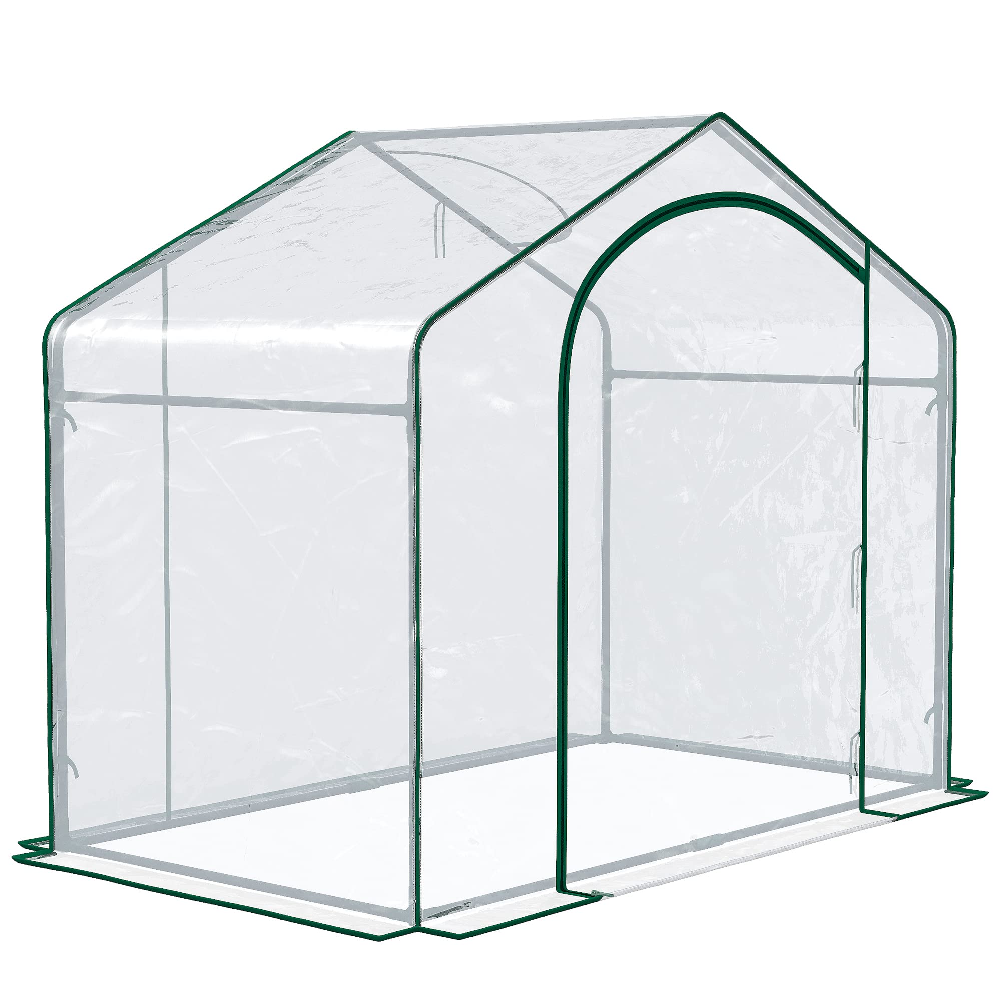 6' x 3' x 5' Portable Walk-in Greenhouse, Plastic Cover, Steel Frame Garden Hot House