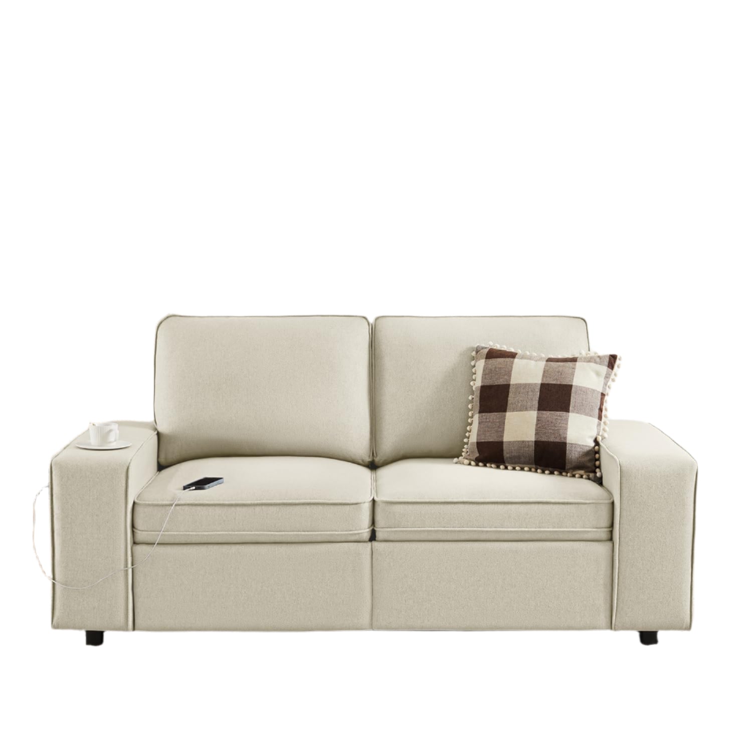 Sofa Couch with Seat Storage, Modern 2-Seater Sofa