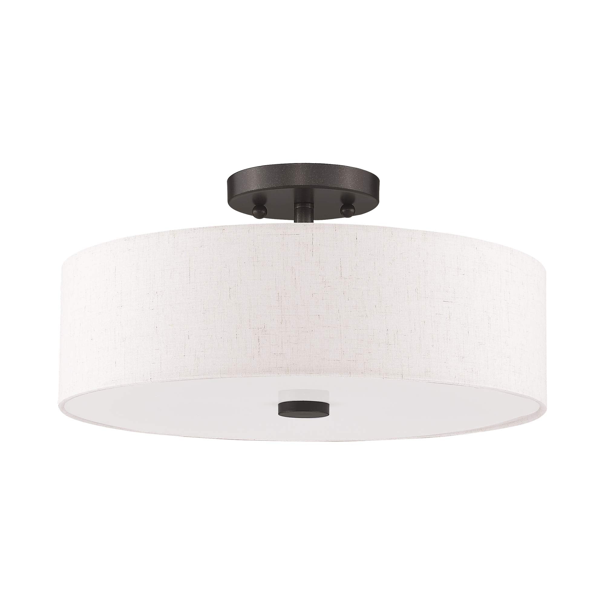 Meridian Collection 3-Light Semi Flush Mount Ceiling Fixture with Oatmeal Color
