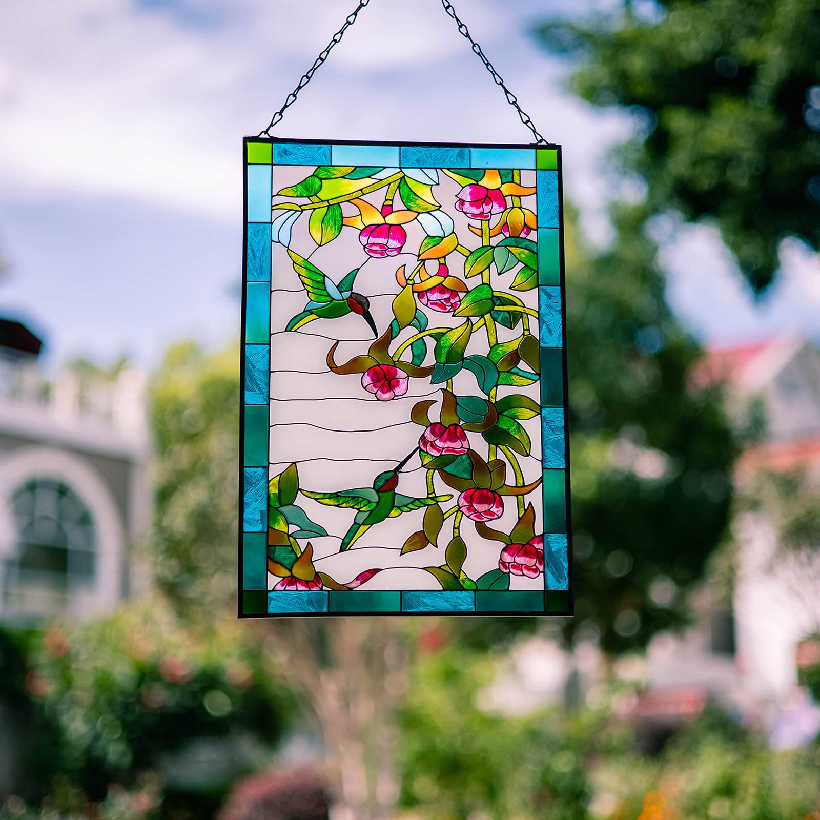 W10xH15 inch Hummingbird Stained Glass Window Hangings