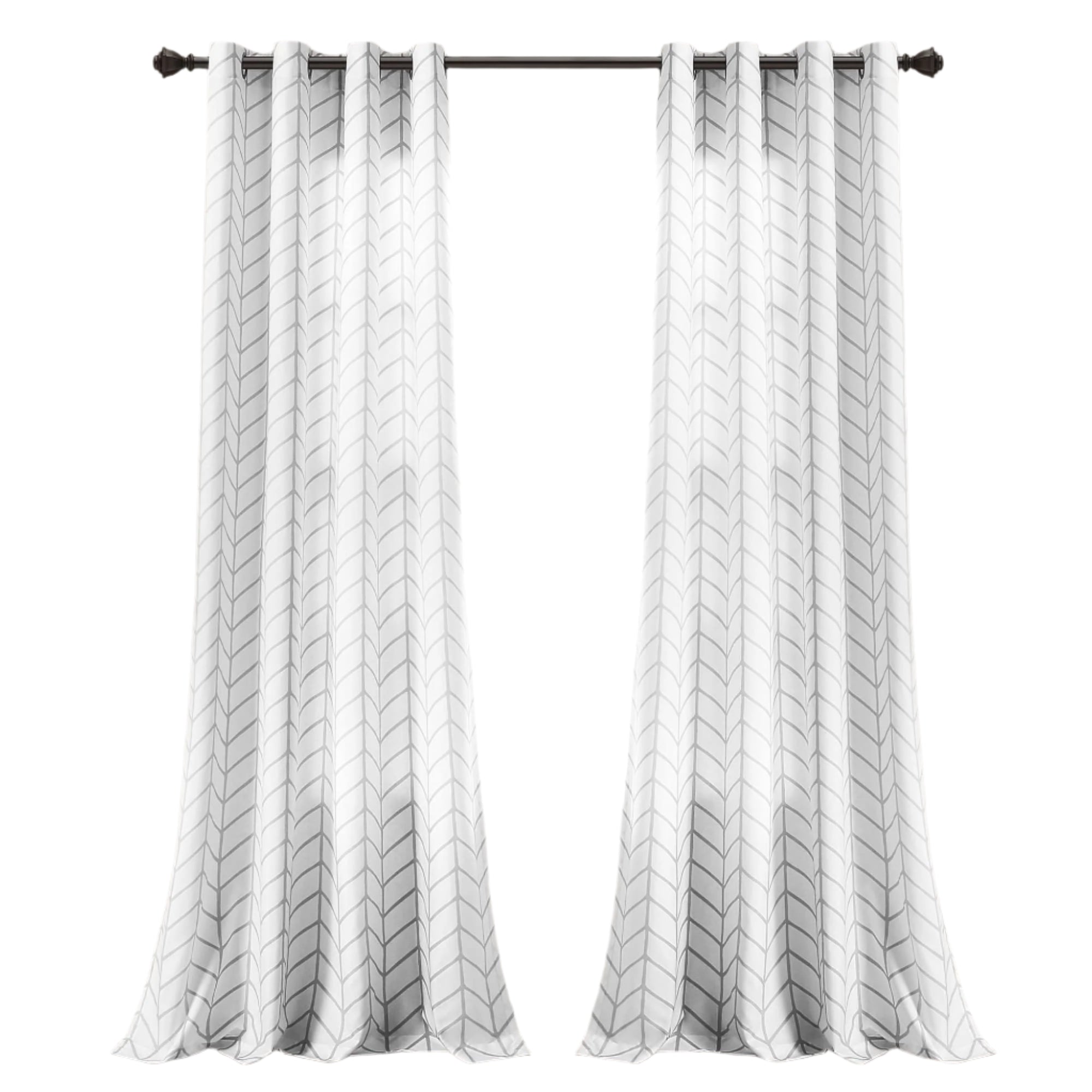 Calia Chevron Geo Window Curtain Panel Pair, 84" L x 52" W, Gray