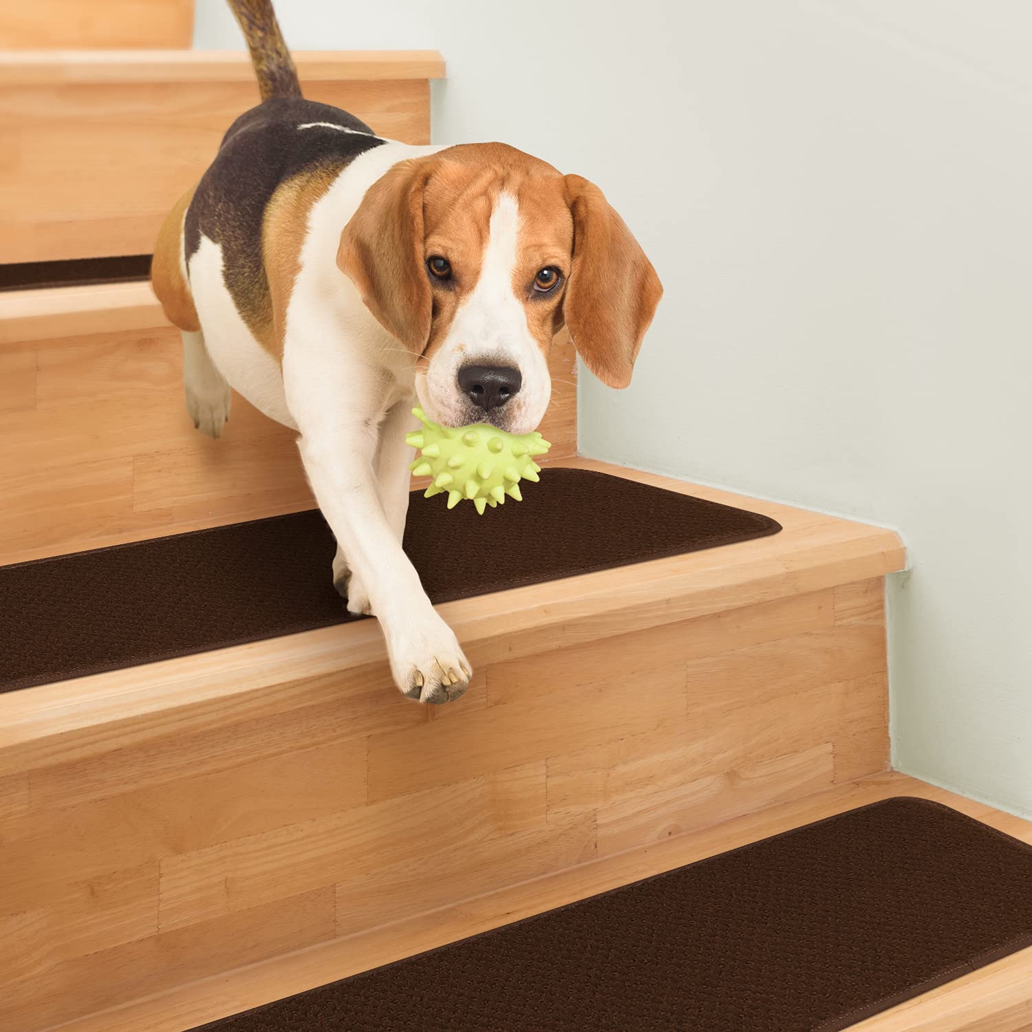 Set of 15 Skid-Resistant Carpet Stair Treads - Chocolate Brown - 8 Inches X 30 Inches