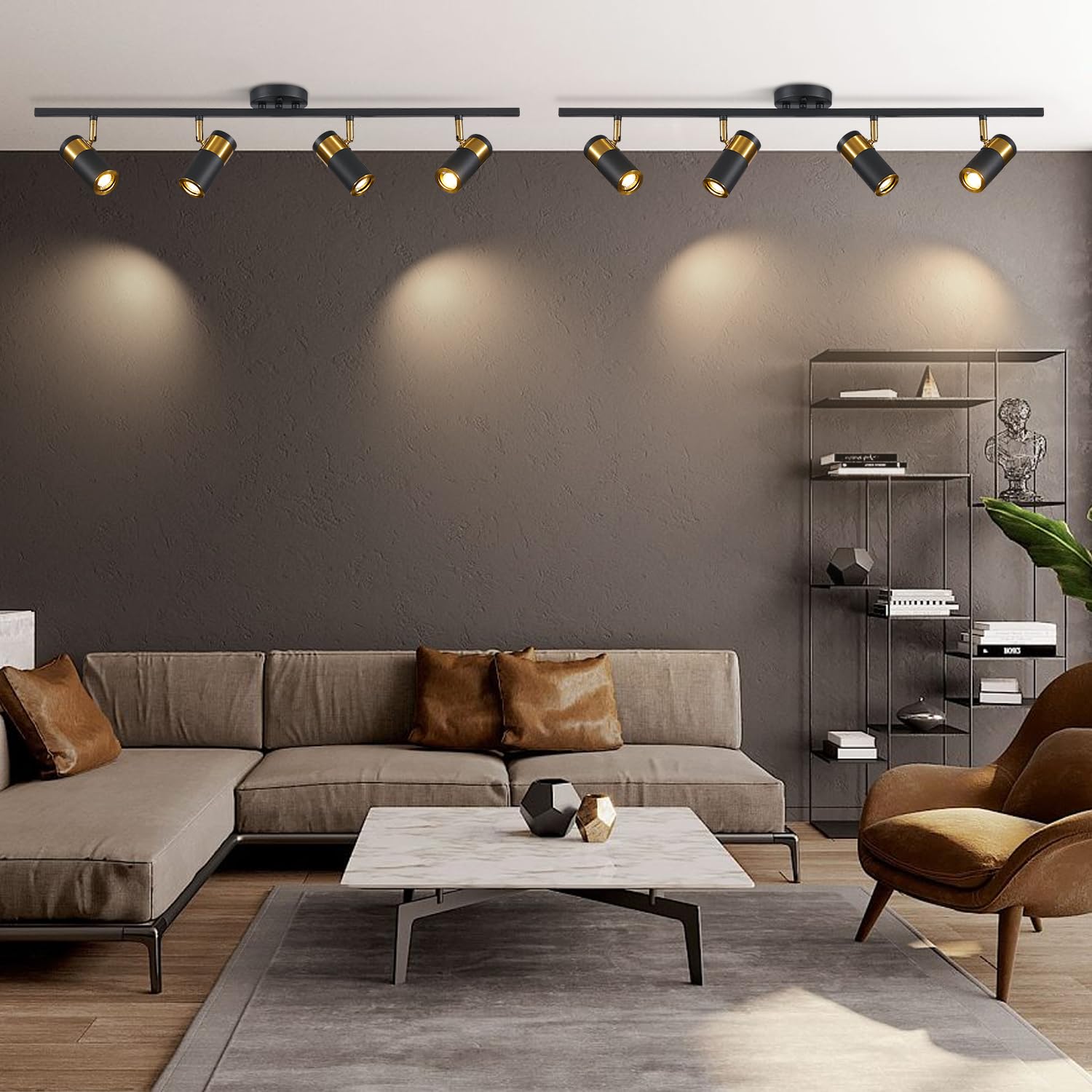 4 Lights Matte Black Track Lighting Modern Flush Mount Ceiling Light Modern