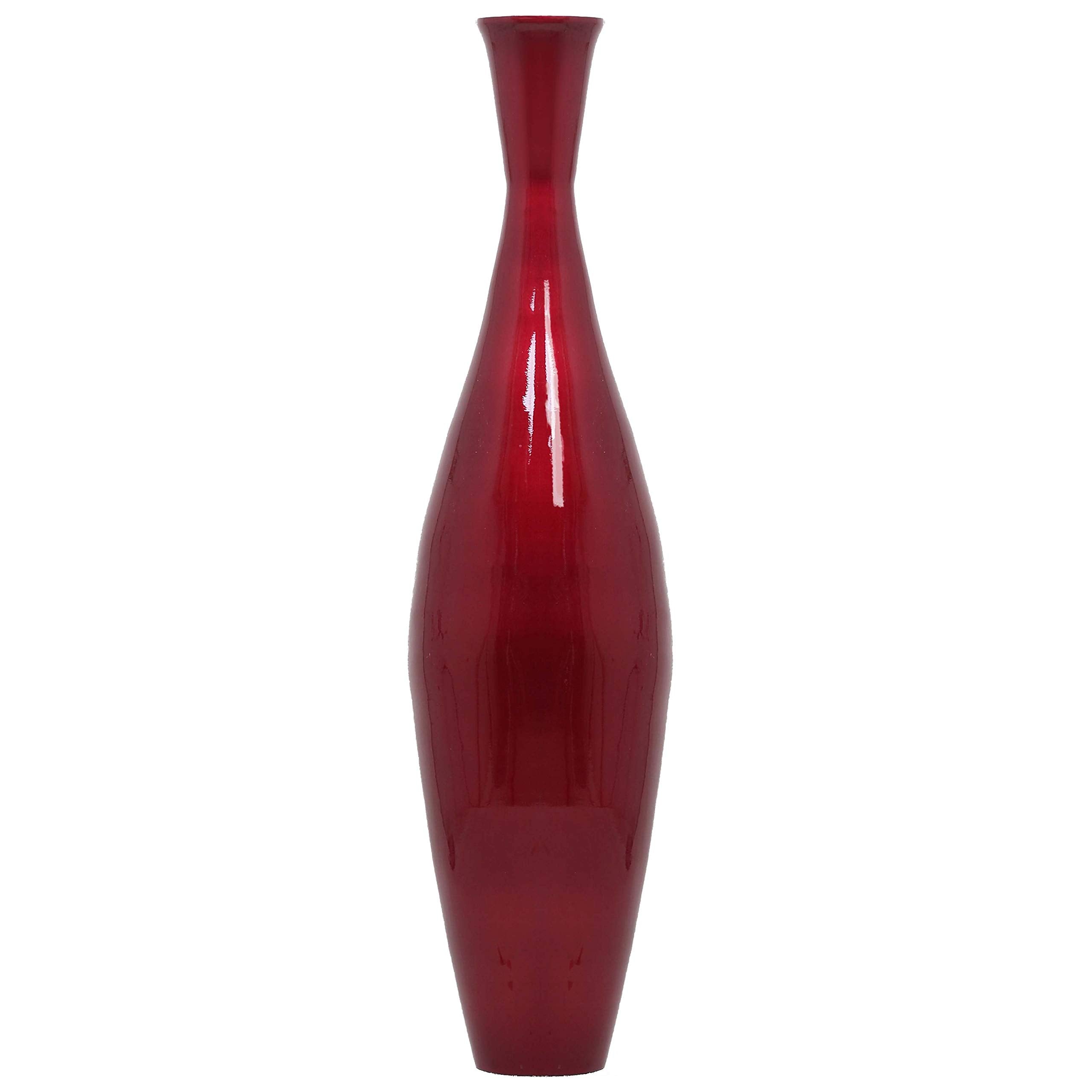 Tall 43"" Inch Modern Bamboo Narrow Trumpet Floor Vase (Red) (QI003889.RD)