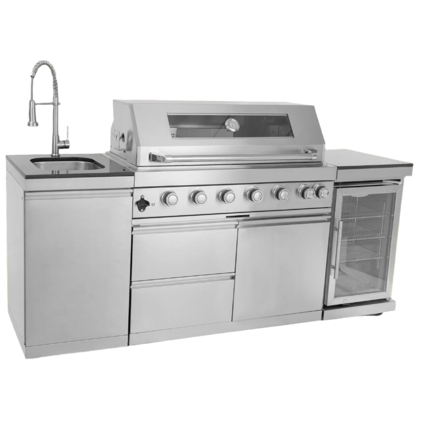 Outdoor Kitchen Island 85" 6-Burner 85000 BTU Deluxe Modular BBQ Island - Grill Islands