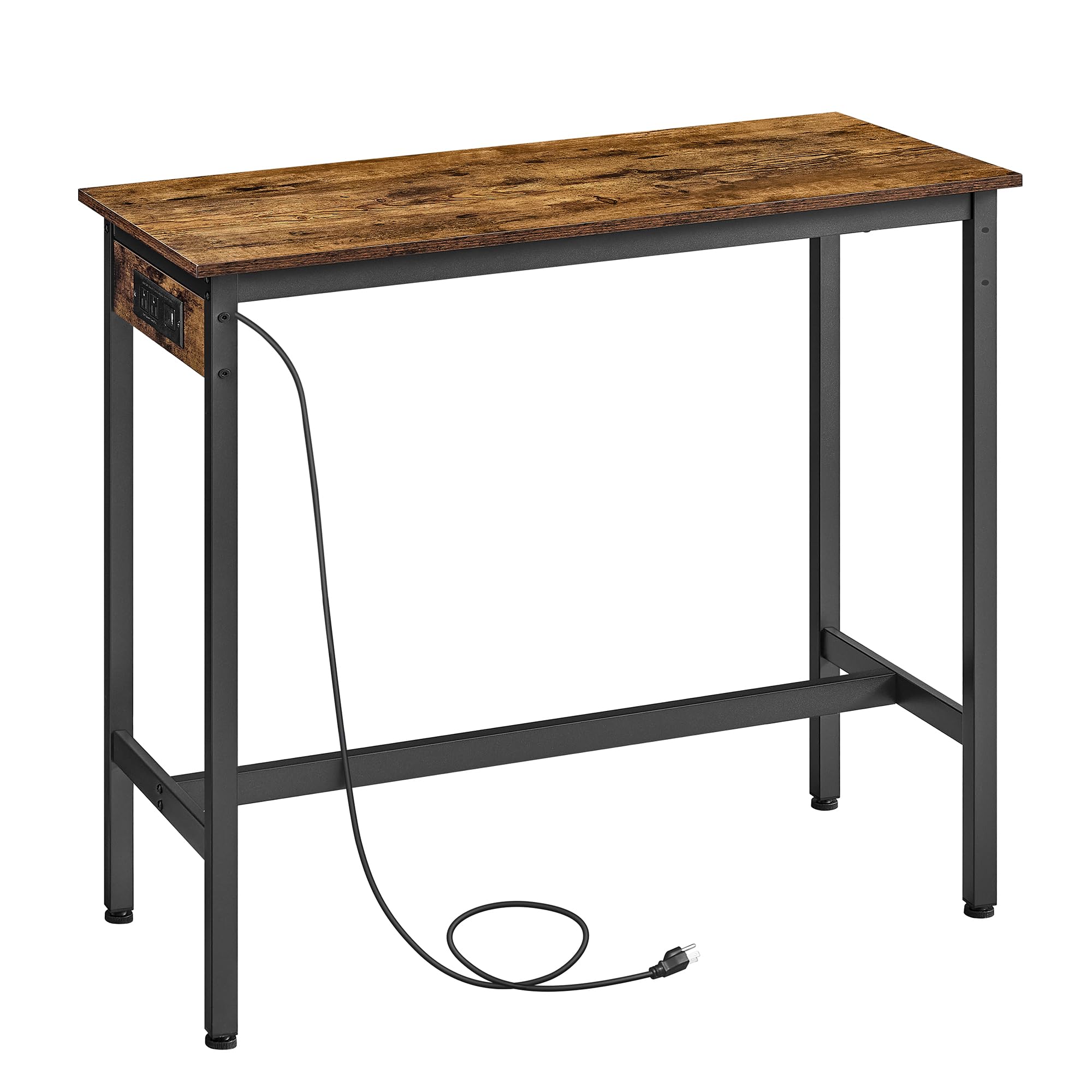 Bar Table, Narrow Long Kitchen Dining Table with Charging Station