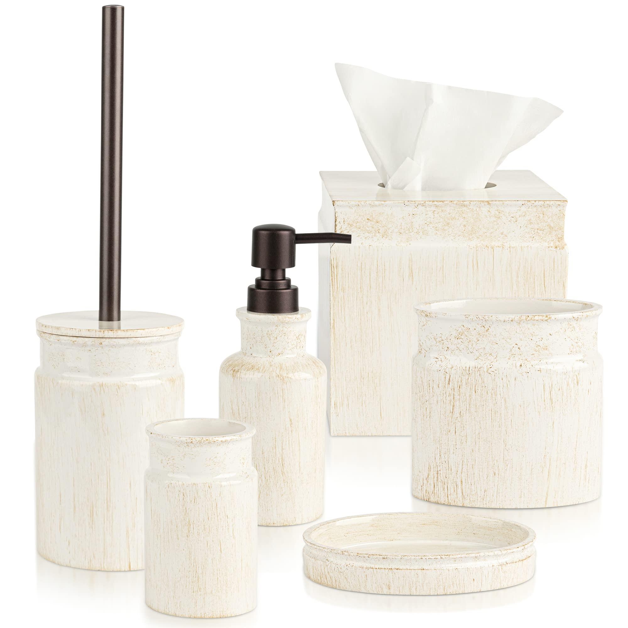 Rustic Luxe Bathroom Accessory Set - 6 Piece Modern Bathroom Sets Accessories