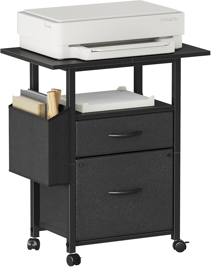 2 Drawer File Cabinet with 24'' Extended Desktop, Mobile Filing Cabinet
