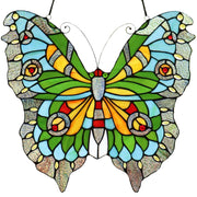 16 Inch Round Stained Glass Window Hanging Panel Tiffany Style Ornament