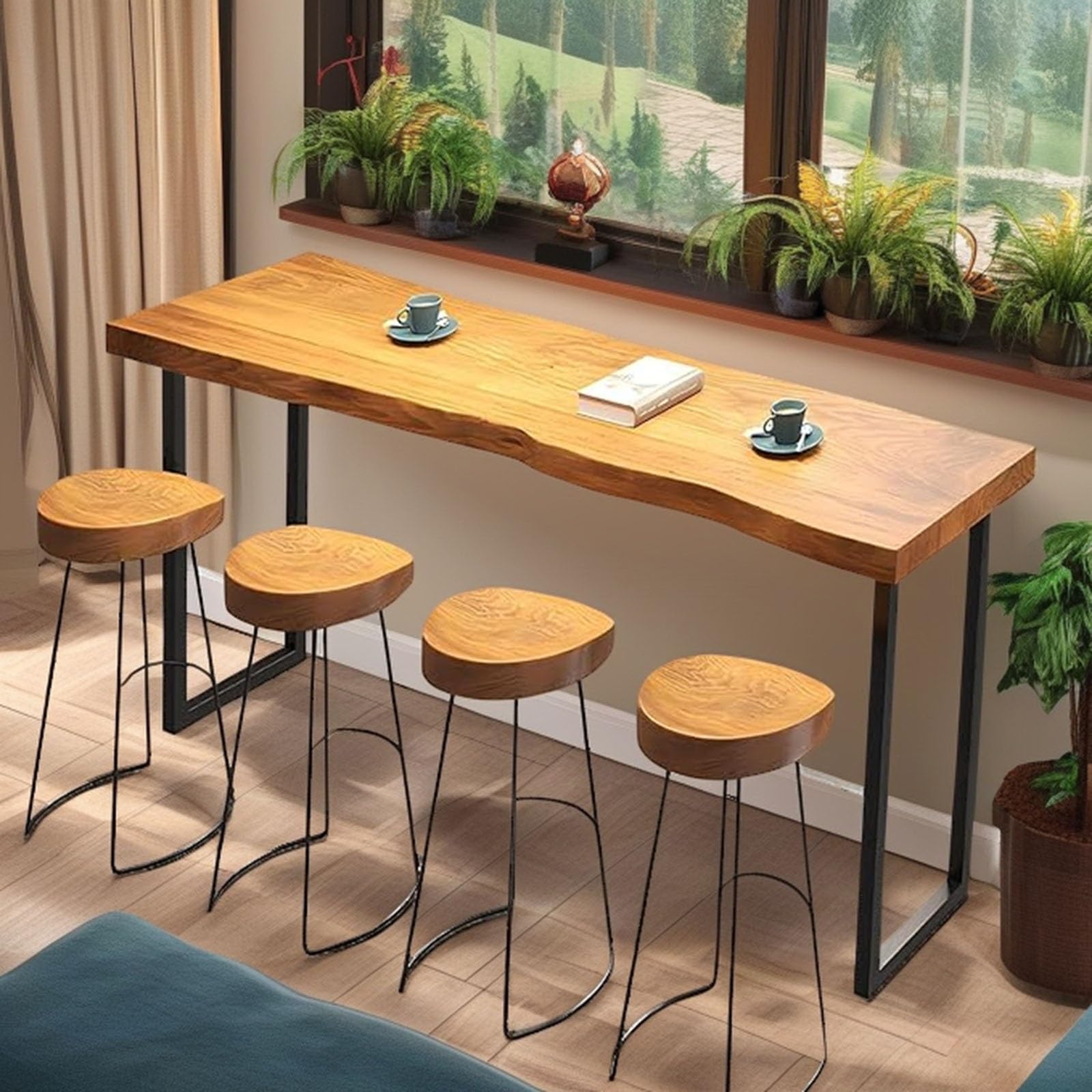 Counter Height Table Long Narrow Bar Table for Small Spaces Pub