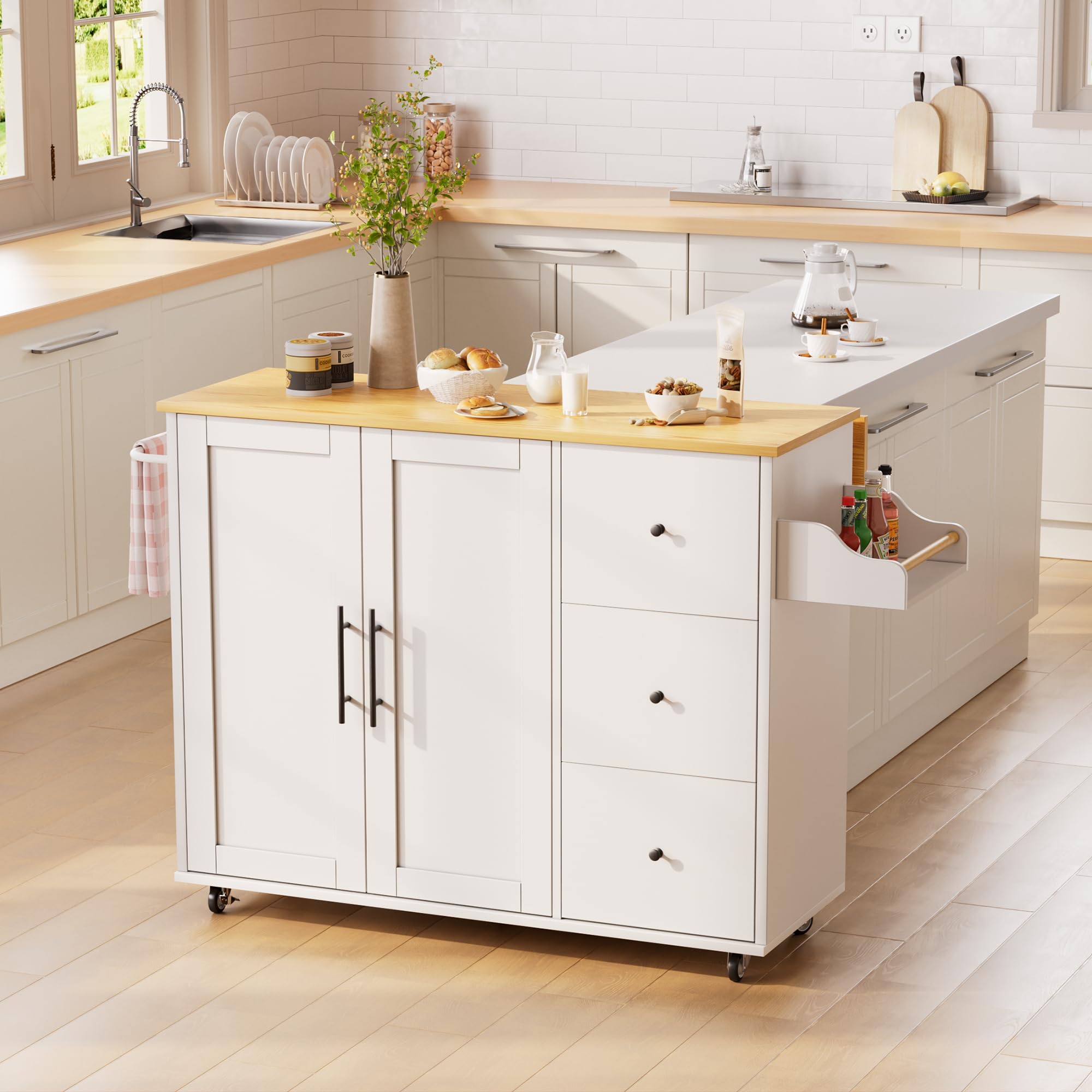Kitchen Island with Storage, Rolling Kitchen Cart