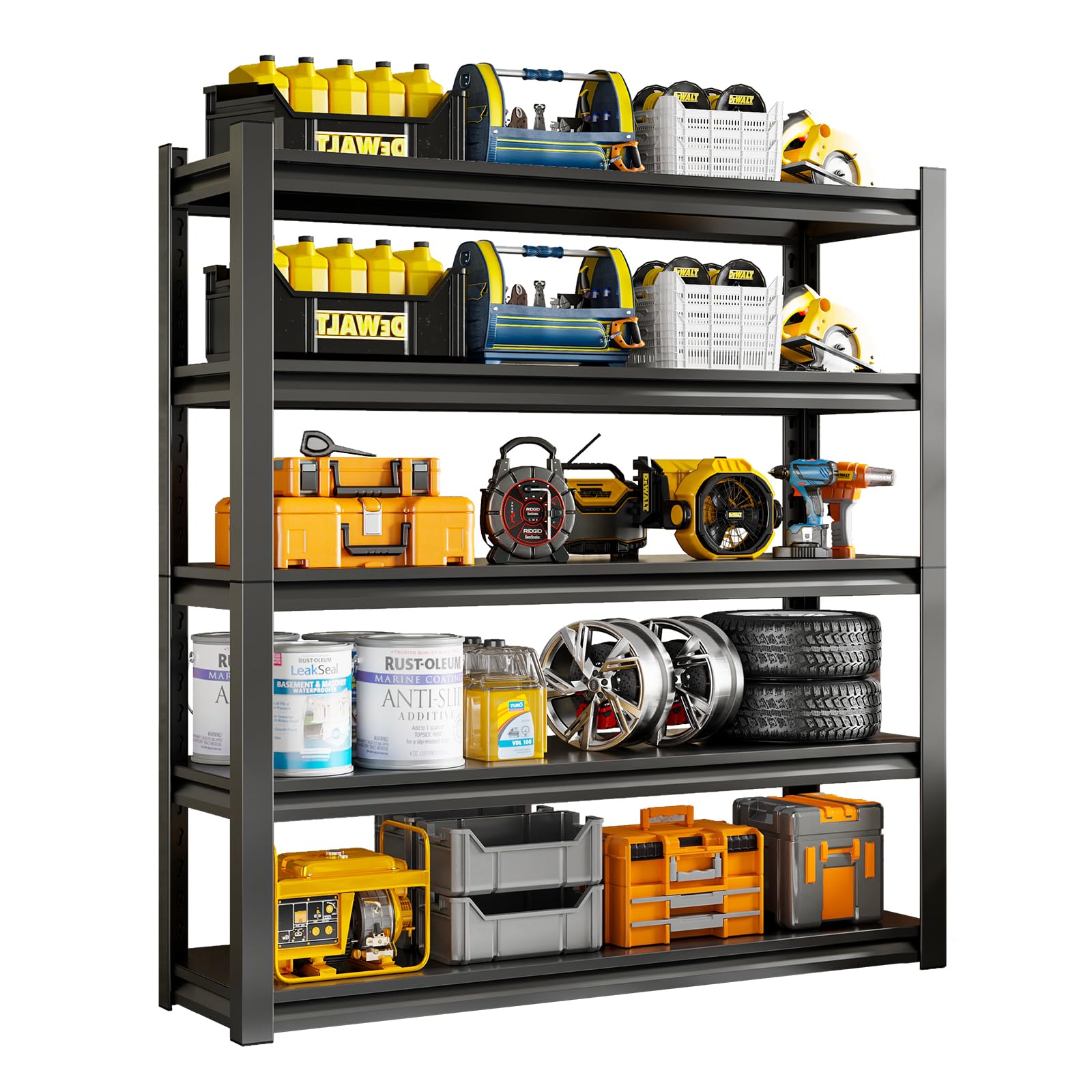 59" W Garage Shelving Unit, Garage Storage Shelves 3000LBS Heavy Duty Shelving