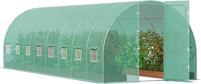 Walk-in Tunnel Greenhouse, 19.4x9.7x7.4 ft Hoop House Greenhouse Tunnel