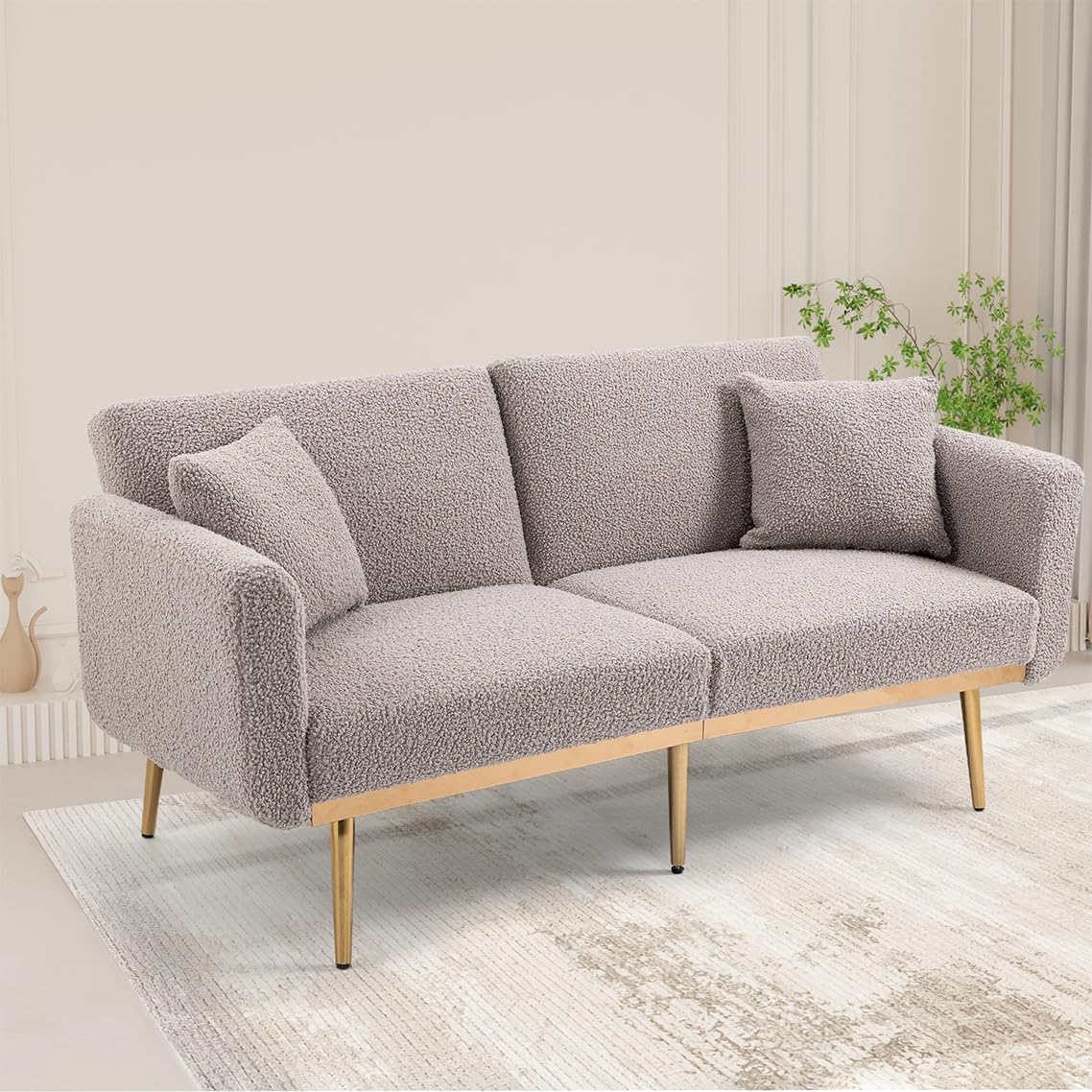 65" Teddy Sofa Couch,Convertible Futon Sofa Bed