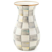 Tall Enamel Vase, Unique Flower-Vase Decor for Living Room, Gray-and-White Sterling