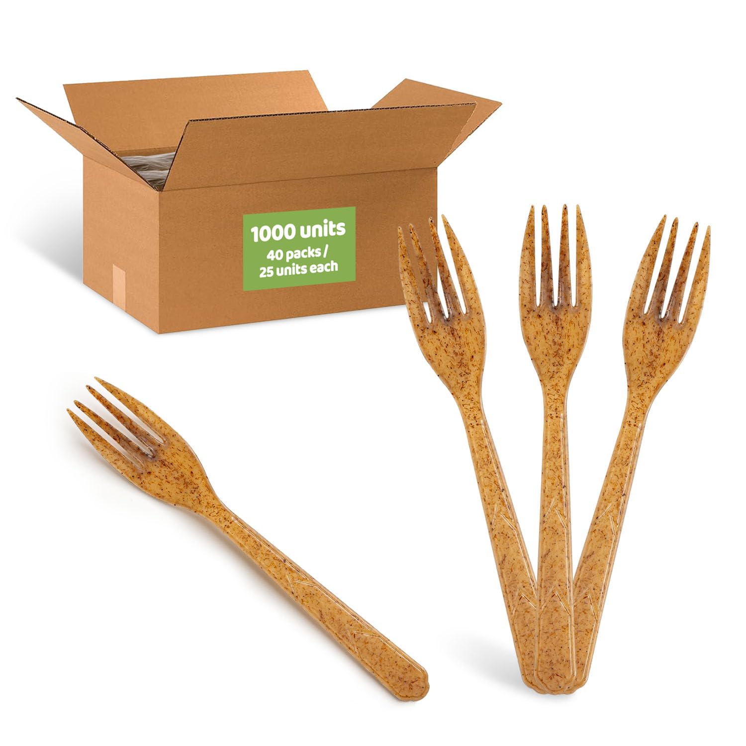 Vegetable Fiber Forks, Master Case 1000 PCS, 6.7” Long, Biodegradable