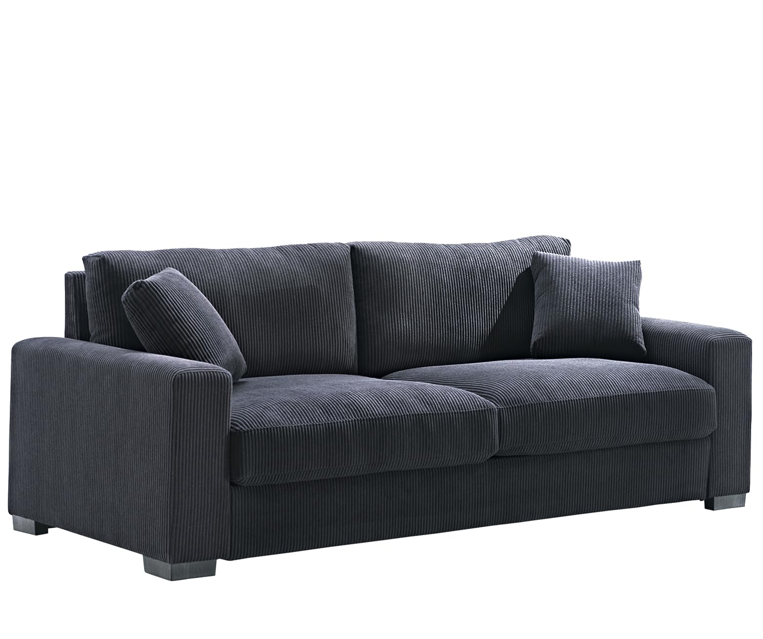 Luxe Corduroy Sofa with 2 Toss Pillows