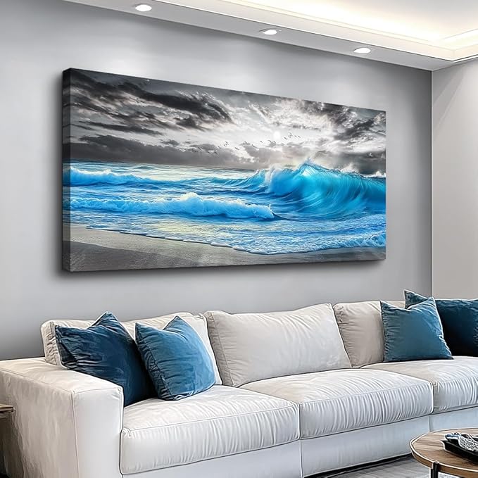 Large Canvas Wall Art For Living Room Wall Decor For Bedroom Blue Tree Landscape Wall