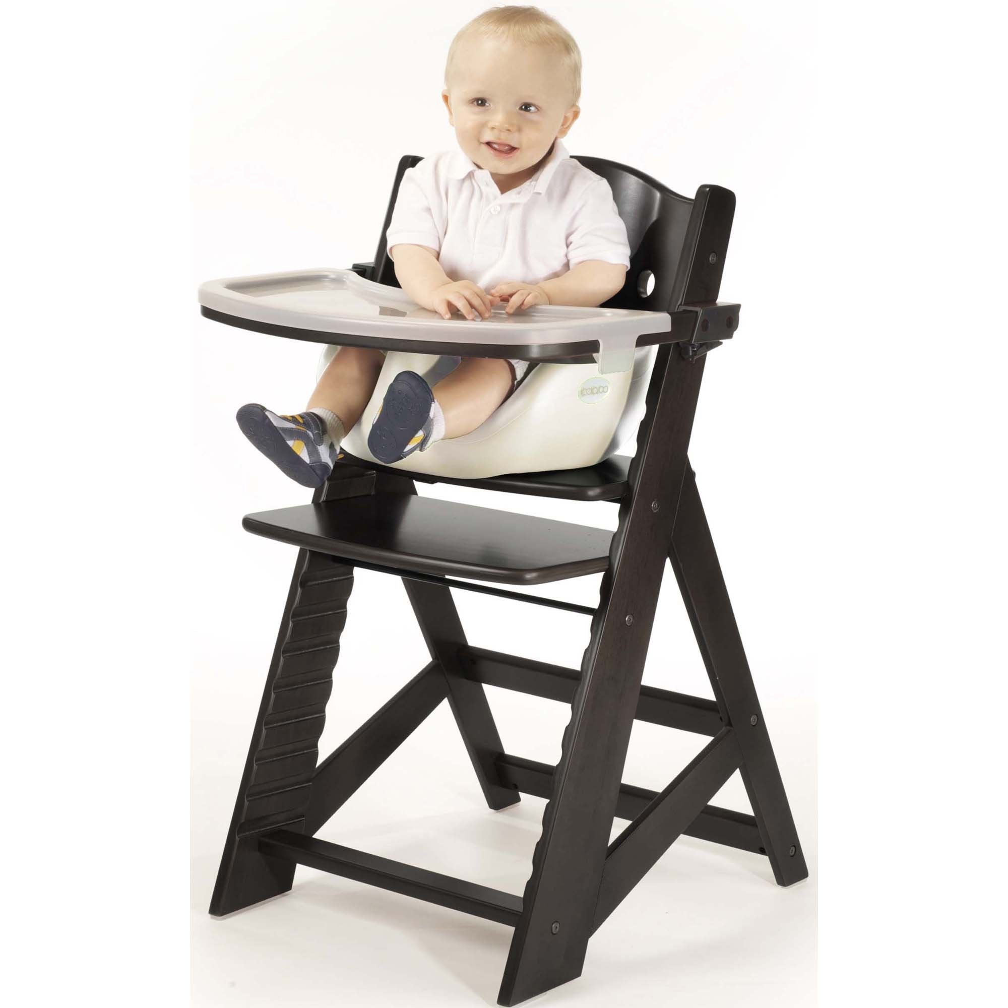 Height Right High Chair with Infant Insert & Tray, Espresso/Vanilla