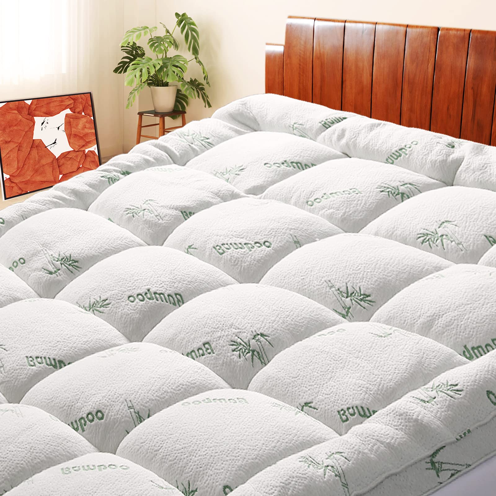 Mattress Topper King Size, Cooling Extra Thick Breathable Viscose Made from Bamboo