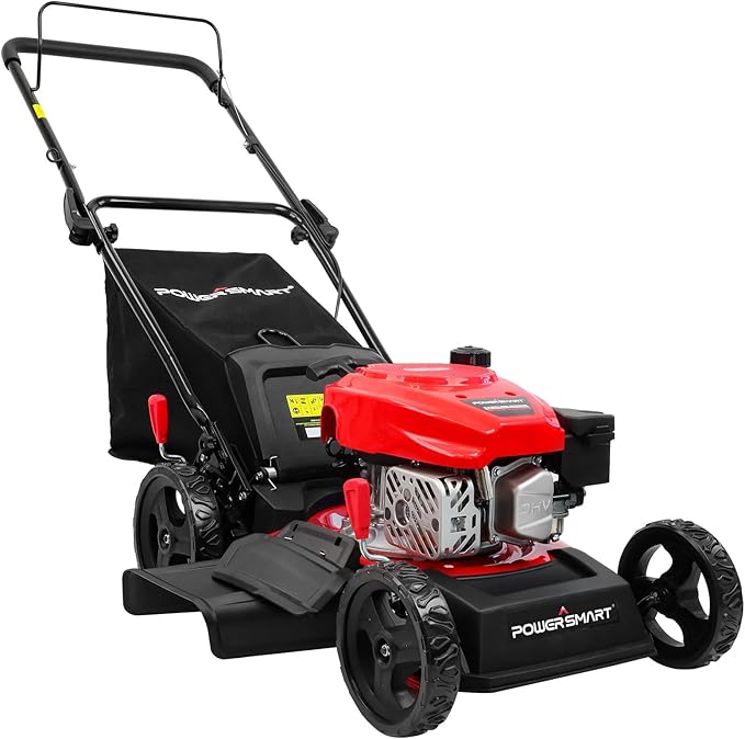 Lawn Mower Gas Powered, 18-Inch 144cc Engine 3-in-1 Walk-Behind Push Lawn Mower