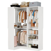 Closet System with 2 Sets, 55" Closet Organizer System with 5 Hanging Rods&