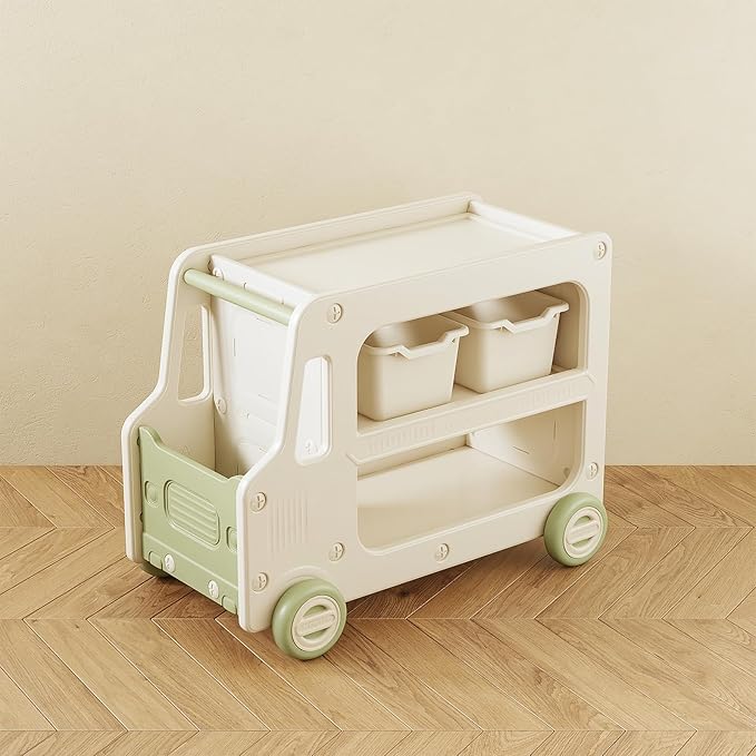 Toy Organizers And Storage For Kids, 2 Layers Toy Storage Cabinet With Bookshelf Toys