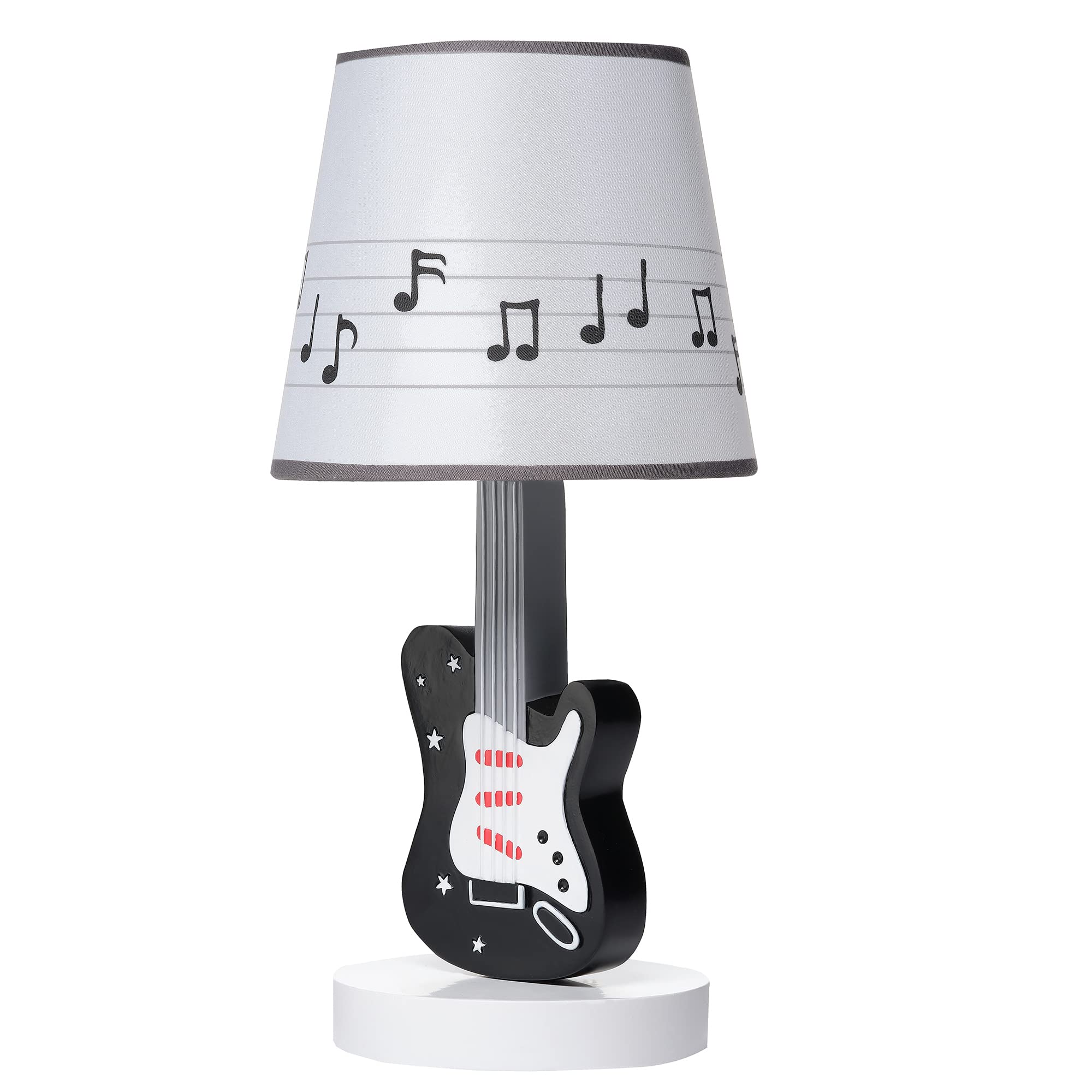 Rock Star Guitar Lamp with White Musical Notes Shade & Bulb