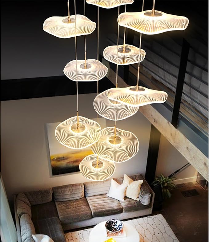 Chandelier - 18-Light Dimmable Modern Gold Long Spiral Luxury