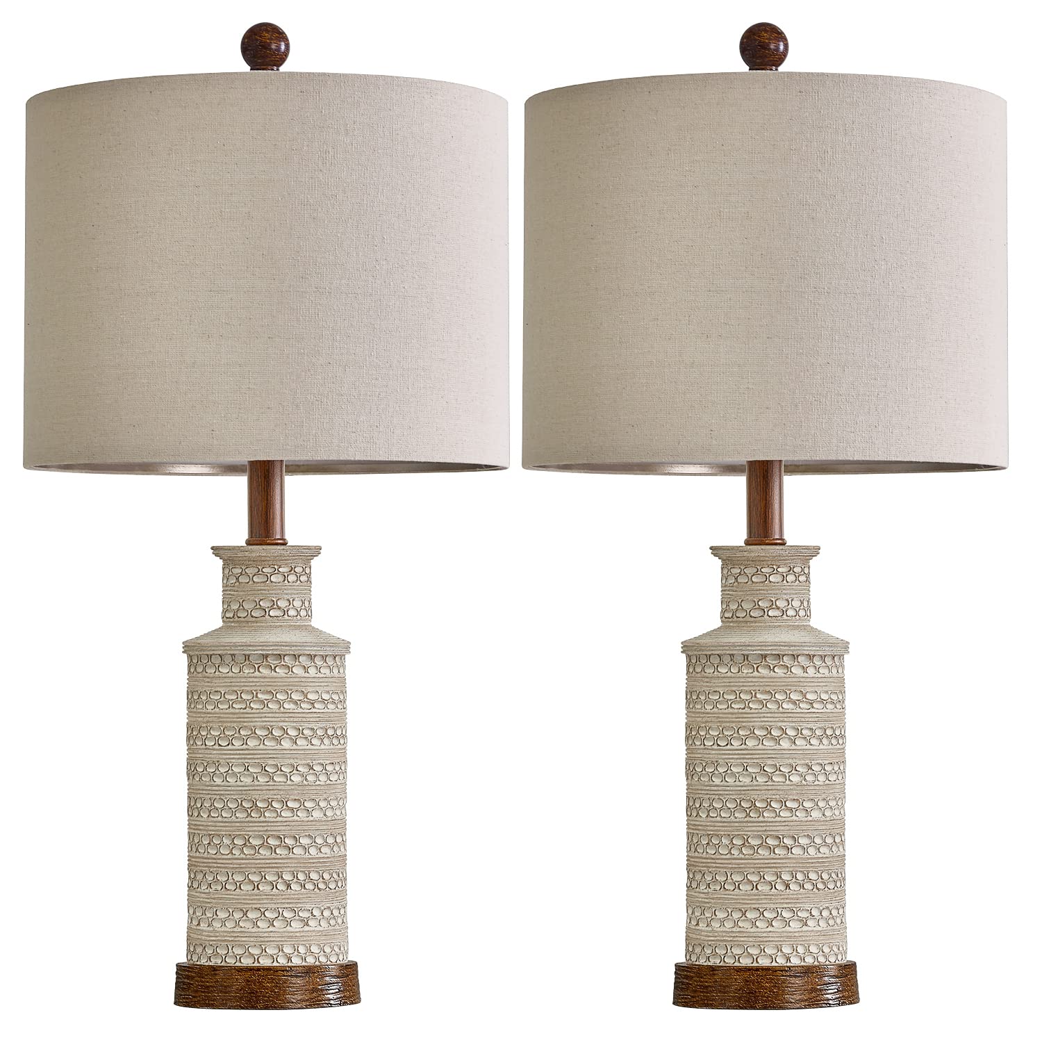 24'' Farmhouse Table Lamp Set of 2 for Bedroom Living Room Vintage Rustic