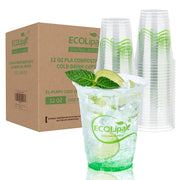 1000 Count 12 OZ Clear Compostable Plastic Cups
