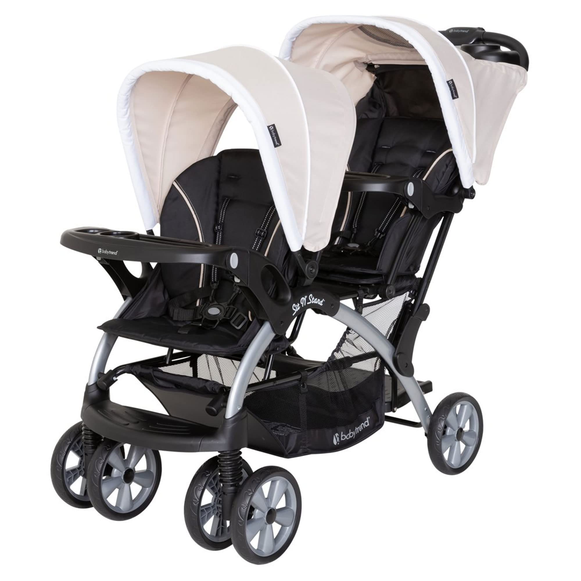Infant and Toddler Stroller w/ Harness and Basket, Sit N' Stand, Khaki
