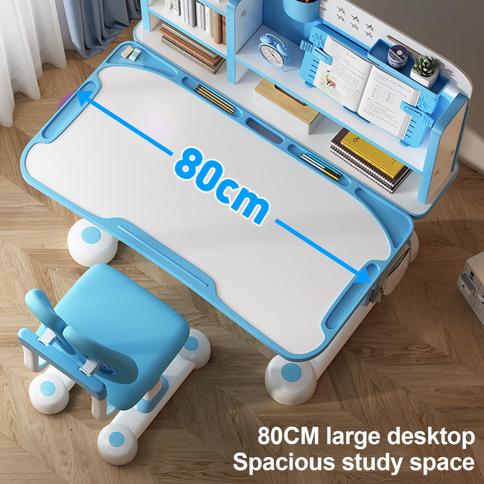 Kids Desk and Chair Set, 50 Degree Tiltable&Height Adjustable Kids Desk