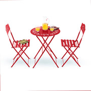 Indoor/Outdoor 3-Piece Bistro Set Folding Table and Chairs Patio Seating, Red