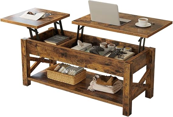 Coffee Table, 47.2" Lift Top with Hidden Compartment, 2 Way Lift Top Coffee Table