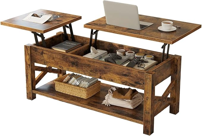 Coffee Table 47.2", 2 Way Lift Top Farmhouse Center Table,living room