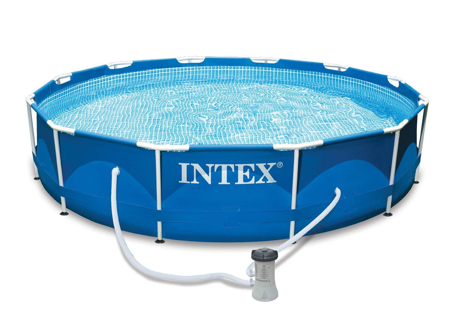 Metal Frame Above Ground Round Family Swimming Pool Set & Pump