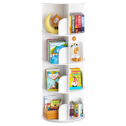 Bookshelf, 360° Display Corner Shelf for Book, 4 Tier Floor Standing Spinning Bookcase