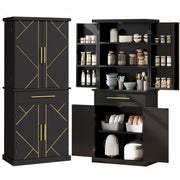 Kitchen Pantry Storage Cabinet, Tall Modern Food Buffet Cabinets with Drawer