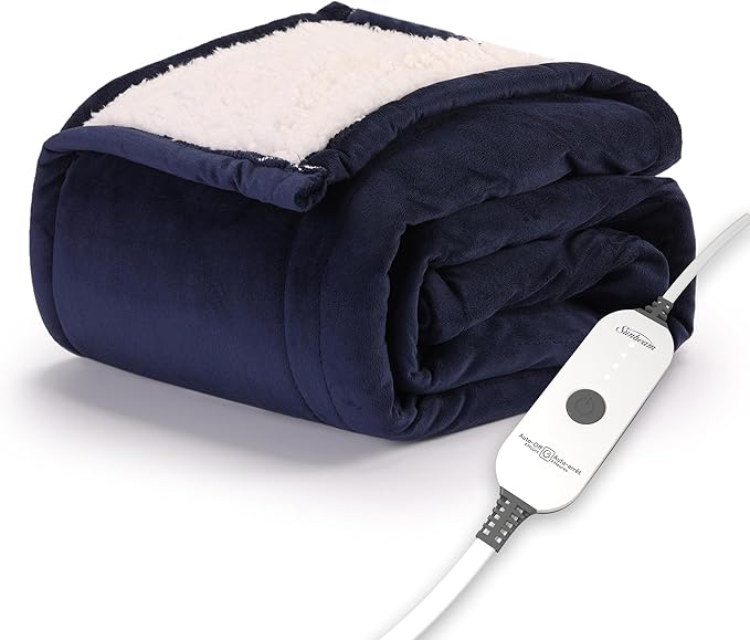 Quilted Royal Posh Velvet Reverse Sherpa Heated Throw Electric Blanket